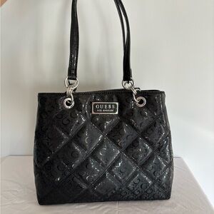 Guess shoulder bag black leather quilted